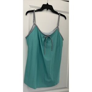 DeNater 3X Aqua Tankini Swim Top Plus Size Tie Front Nautical Trim Swimwear XL